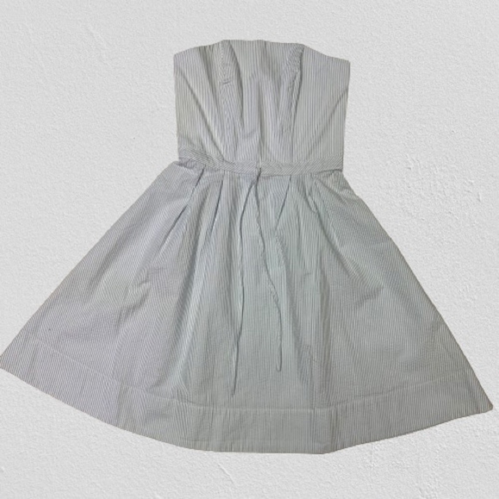 Ralph Lauren: Blue and White Stripped Strapless Dress